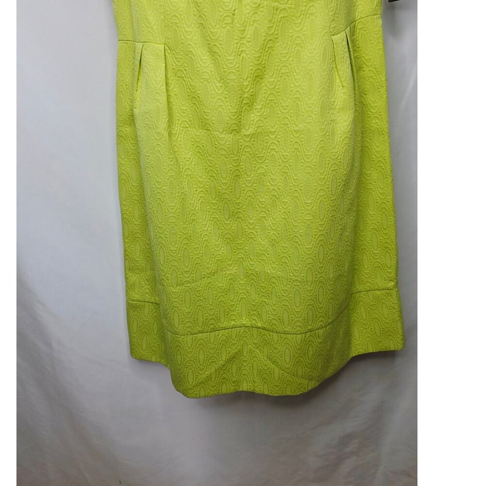 K Studio Collection Lime Green Retro Jacquard Pleated Shift Dress Office Preppy - Picture 8 of 15